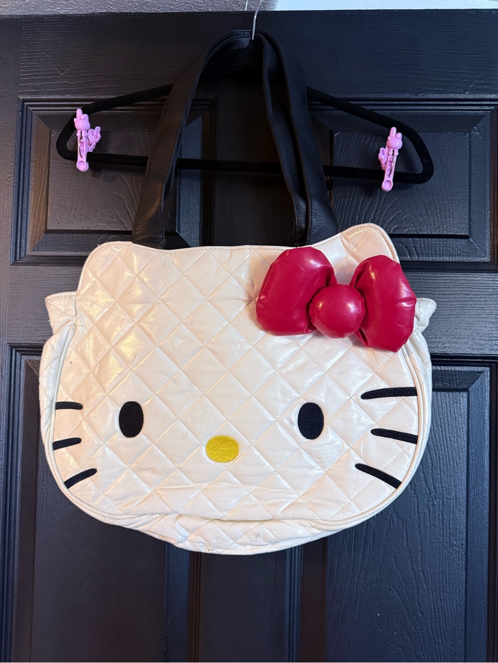 Vintage Hello Kitty Quilted Cream Tote with red bow